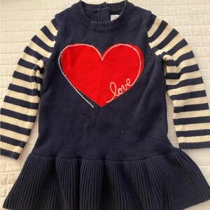 GAP Navy and Red Heart Sweater Dress for Kids